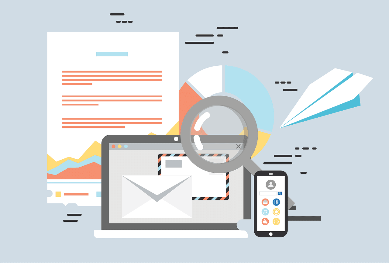 Email marketing and newsletter illustration representing digital marketing channels