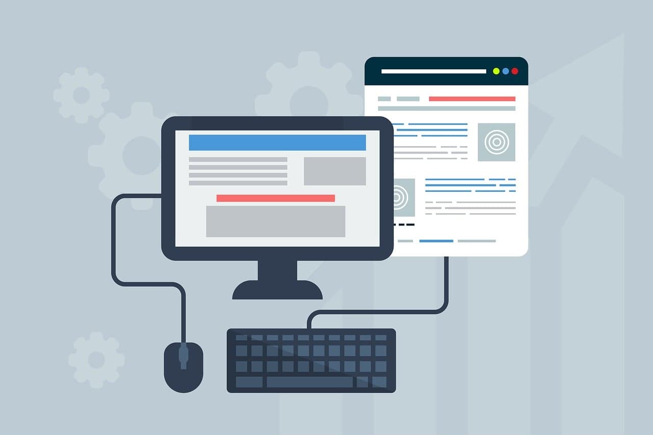 Web design and user interface illustration representing website structure and layout
