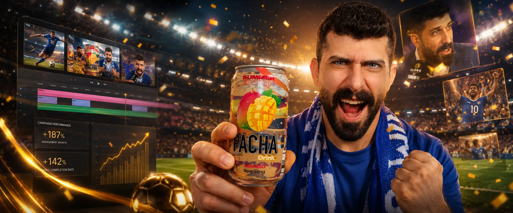 AI-generated World Cup campaign created by Aranbis for Patcha with Bilal Haddad